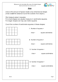 Measure And Calculate The Area Of Simple Shapes Measuring And Time Worksheets For Year 4 Age 8 9 By Urbrainy Com