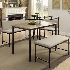 4d Concepts 159369 Tool Less Boltzero Corner Nook Washed Walnut Black Metal Walmart Com Corner Dining Nook Nook Dining Set Dining Room Nook