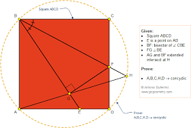 Geometry Problem 1366 Square Angle Bisector Perpendicular Concyclic Points Circle Sketch Ipad Apps Geometry Problems Geometry Ipad Apps