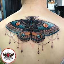 Stephanie Melbourne Art And Tattoos Did This Moth Tattoo Created Using Magnumtattoosupplies Mothtattoo Cove Moth Tattoo Tattoos Traditional Moth Tattoo
