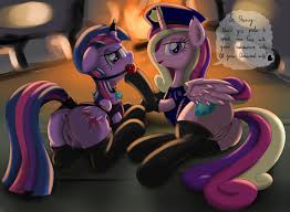 407849 - explicit, artist:ziemniax, princess cadance, shining armor,  twilight sparkle, alicorn, pony, g4, anus, backlighting, ballgag, bdsm,  bondage, bound wings, butt, cap, clothes, collar, dialogue, dominatrix,  drool, evening gloves, female, femdom ...