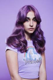 Girl Tan Skin Purple Dyed Hair Brown Eyes Damaged Hair Hair Dyed Hair