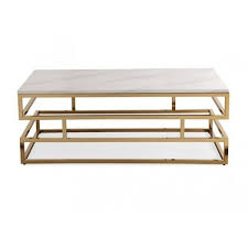 White Marble Rectangular Gold Squared Coffee Table 439 Liked On Polyvore Featuring Home Furniture Coffee Table Rectangle Coffee Table Coffee Table Square