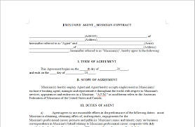 A booking agent taking a 10% commission fee will only want to work with a band or artist from which they can earn enough money to live. Exclusive Agent Musician Contract Onlinemusiccontracts Com