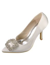 Scarpe da sposa 2021 d' argento con piattaforma scarpe da sposa a tacchi alti a punt aperta con strass slip on. Scarpe Da Sposa Avorio Scarpe Da Sposa Tacco Alto Punta In Raso Con Strass Slip On Milanoo Com