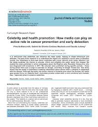 Anyone with a nagging cough that lasts more than a month or with blood in the mucus that is coughed up should see a doctor. Pdf Celebrity And Health Promotion How Media Can Play An Active Role In Cancer Prevention And Early Detection