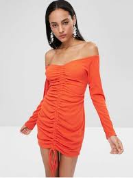 Only 20 49 And Free Shipping Shop For 2018 Long Sleeve Tie Ruched Bodycon Dress In Bright Orange S Cocktail Dresses With Sleeves Ruched Bodycon Dress Fashion
