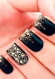New Years Nails Modren Villa Gold Glitter Nails Black Nail Designs Prom Nails