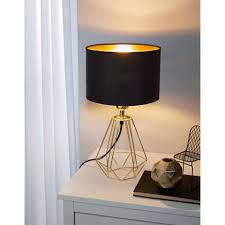 eglo carlton 2 tafellamp zwart goudkleur blokker vintage tafellampen tafellamp lampen nachtkastje
