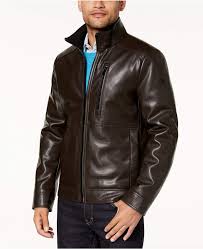 Calvin Klein Men S Faux Leather Jacket Created For Macy S Reviews Coats Jackets Men Macy S Faux Leather Jacket Men Leather Jacket Leather Jacket Men