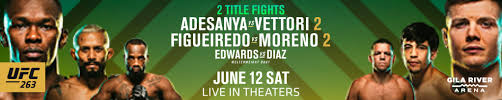 Don't miss a single strike of ufc 263, featuring the middleweight title fight between israel adesanya and marvin vettori and the flyweight title fight rematch between deiveson figueiredo and brandon. Ufc 263 Get Tickets Iconic Releasing