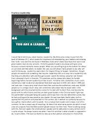 Examples of leadership leaders discernment fitness. Fearless Leadership