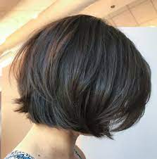 One Length Layered Brown Bob Short Hairstyles For Thick Hair Thick Hair Styles Hair Styles