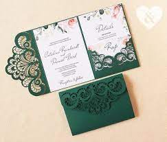 Emerald Green Pocket Wedding Invitation Kit Dusty Green Etsy Green Wedding Invitations Pocket Wedding Invitations Rose Gold Wedding Invitations
