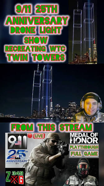 9/11 25th Anniversary NYC Twin Towers Drone Show Rendition