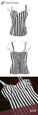 Black And White Vertical Striped Corset G By Guess Striped Bustier Adj Straps Zip Back Top In 2020 Bustier Striped Clothes Design