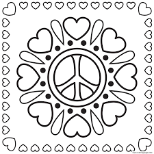 200 original illustrations by fair. Hearts And Peace Signs Coloring Pages Printable