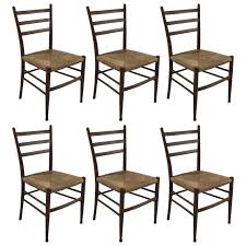 Set Of Six Mid Century Rush Seat Dining Chairs Gio Ponti Italy 1950 S Dining Chairs Dining Room Chairs Modern Mid Century Modern Dining Room