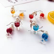 2019 New Women Fashion Funny Earrings Strange Earrings Pearl Red Wine Cup Earrings Earrings Earclips Wish In 2020 Funny Earrings Red Wine Cups Earrings