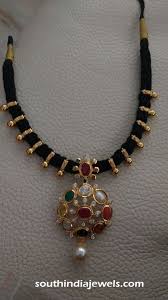 Black And Gold Jewelry Designer Gold Black Thread Short Neckalce South India Jewels Black Beaded Jewelry Gold Jewelry Fashion Beautiful Gold Necklaces