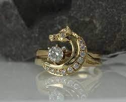 Two Become One Horse Head Wrap Wedding Set Horse Jewelry Equine Jewelry Equestrian Jewelry