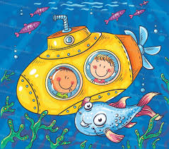 Children In A Submarine Explore The Underwater World Art Drawings For Kids Underwater Drawing Art Friend