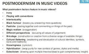Our history of modern music begins in the early twentieth century, around the first half of the '10s when people begin to think for the first time to music (and movies), as a business. Postmodern Music Videos Media Studies 17 19