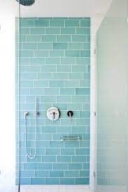 Design by jaime blomquist interiors. 40 Blue Glass Bathroom Tile Ideas And Pictures Modern Bathroom Tile Bathroom Shower Design Tile Bathroom