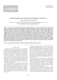 The malaysian administrative modernisation and management planning unit. Pdf Record Duplication Detection In Database A Review