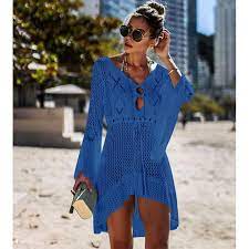Beach Cover Ups Crochet Knitted Dress Tunic Long Pareos Bikinis Cover Ophira Store Knit Swimwear Swimsuit Beach Dress Crochet Swimwear
