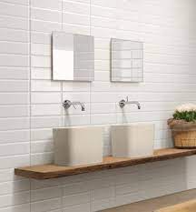 White slick surface bricks wall seamless background. Stacked Bond Pattern White Bathroom Tiles Tile Bathroom Stacked Tile