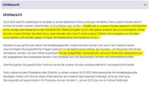 Umtausch Bei Aldi Tipp Rechte Pflichten Beim Umtauschen