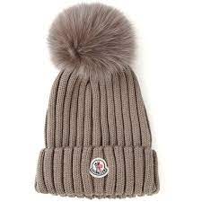 Moncler Ribbed Knit Beanie Found On Polyvore Featuring Polyvore Women S Fashion Accessories Hats Brown Bobble Beani Knit Beanie Hat Designs Moncler Beanie
