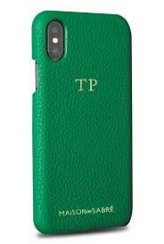 Iphone X Xs Emerald Green Maison De Sabre Leather Phone Case Iphone Custom Phone Cases