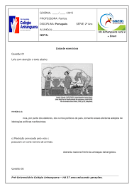Lista De Exercicios Questao 01 Leia Com Atencao O Texto Abaixo