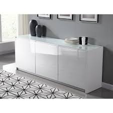 Panneaux De Particules Laque Blanc Brillant L 200 X P 45 X H 76 Cm 3 Portes 6 Compartiments Buffet Blanc Buffet Blanc Laque Meuble Blanc