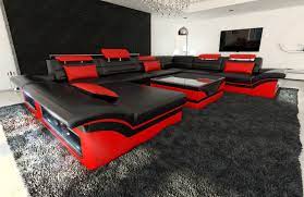 The elegance and class of this contemporary sofa will pair nicely in your formal seating area. Big Sectional Sofa Enzo Xxl Leather Couch With Led Lights Colour Selection Sofas Loveseats Chaises Best Leather Sofa Black Leather Sofas Leather Sofa