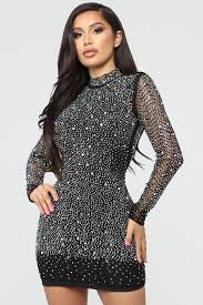 On A Pedestal Rhinestone Mini Dress Black Studded Mini Dress Mini Black Dress Rhinestone Mini Dresses