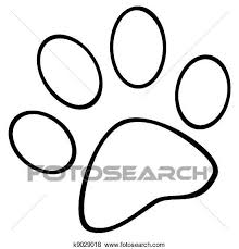 Outlined Paw Print Clip Art K9029018 Paw Print Clip Art Paw Print Drawing Clip Art