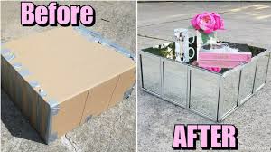 I forgot to add that i cut down the mirrors. Diy Mirrored Coffee Table Made From Cardboard Z Gallerie Inspired Luxury For Less Ikea Hack