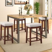 Find your perfect counter height chairs and stools at our discount prices. Clearance Counter Height Bar Stools Set Of 2 24 Bar Stools With Upholstered Seat Wood Backless Bar Stools With Nailhead Indoor Outdoor Round Patio Dining Chairs For Kitchen Bistro Coffee Pub Walmart Com