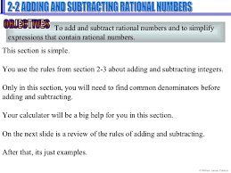 Follow along with these examples to learn how to add rational numbers. Lesson 2 2 Adding And Subtracting Rational Numbers