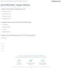 Quiz Worksheet Singular Matrices Study Com