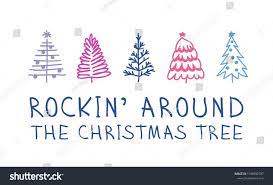Hand Drawn Set Of Christmas Trees And Quote Holidays Background And Greetings Abstract Doodle Drawing Woods Christmas Tree Quotes Drawing Set Doodle Drawings