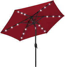 Patio umbrella creates the best chill spot for family or friends gathering, as it helps block the uv and scorching sunshine in daytime, as well as the 1. Amazon Com Best Choice Products 7 5ft Outdoor Solar Market Table Patio Umbrella For Deck Pool W Tilt Crank Led Lights Burgundy Garden Outdoor
