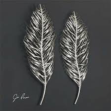Metal leaf wall art uk. Two 27 Leaflets Leaves Aged Metallic Silver Metal Wall Art Decor Uttermost Ebay