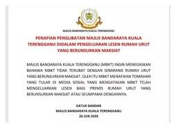 Fb jabatan kesihatan negeri terengganu #mbkt #kualaterengganu #patuhipkp #kitajagakita pic.twitter.com/a5dj5w724v. Terengganu Nafi Beri Lesen Rumah Urut Jalan Aktiviti Tidak Bermoral
