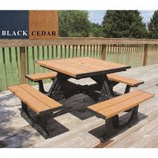 Commercial patio tables with umbrella hole. 40 Square Recycled Plastic Picnic Table 288 Lbs Picnic Furniture