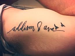 49 Ideas Tattoo For Men On Arm Names Kids For 2019 Inner Bicep Tattoo Tattoos With Kids Names Bicep Tattoo