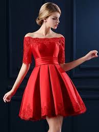Red Off Shoulder Lace Hem Half Sleeve Lacing Back Prom Skater Dress Chic157147 Withchic Off Shoulder Lace Dress Red Cocktail Dress Red Off Shoulder Dress